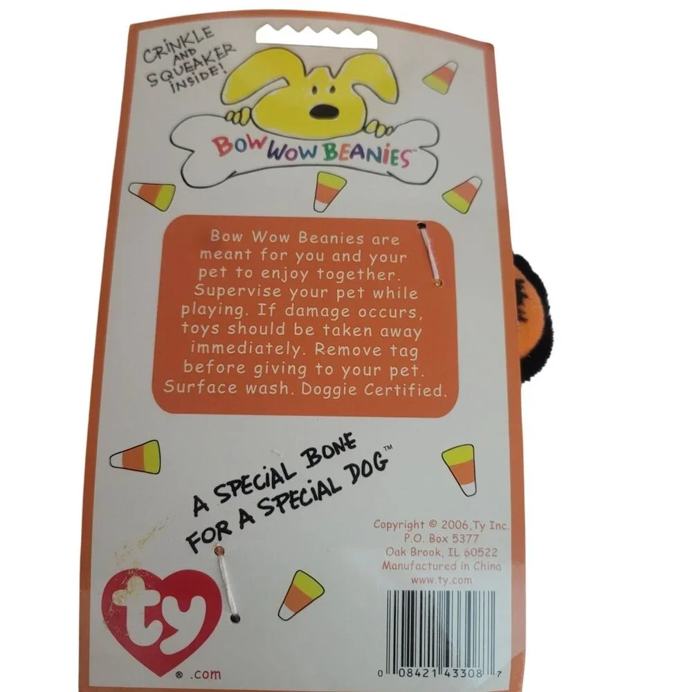 Ty Bow Wow Beanies Bone Dog Toy Halloween Crinkle Squeaker Skull Cat Witch NEW